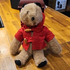 Vintage Paddington Bear Stuffed Teddy with Red Jacket Missing Boots And Pants